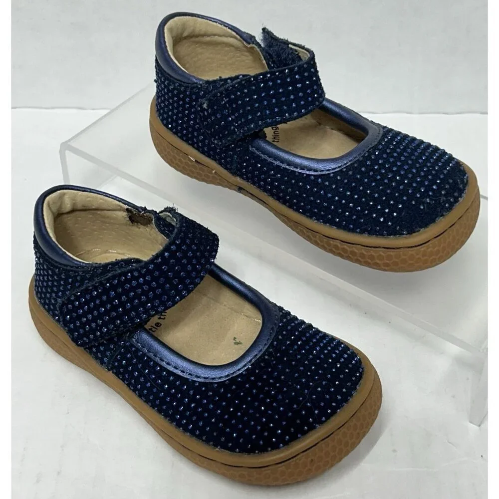 Livie And Luca Size 4 Navy Blue Sparkle Gemma Pebble Glitter Shoes maryjanes*EUC